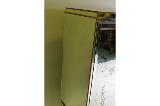 A mid century mirror glassed side cabinet, with brass mounts and stepped top over a sectional - Image 6 of 7