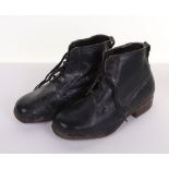 WW2 GERMAN WEHRMACHT LOW QUARTER COMBAT BOOTS, BLACK LEATHER W/ HOBNAILS