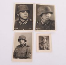 3 HEER PHOTO POSTCARDS OF MEN WEARING ROUGH TEXTURE CAMMO HELMETS