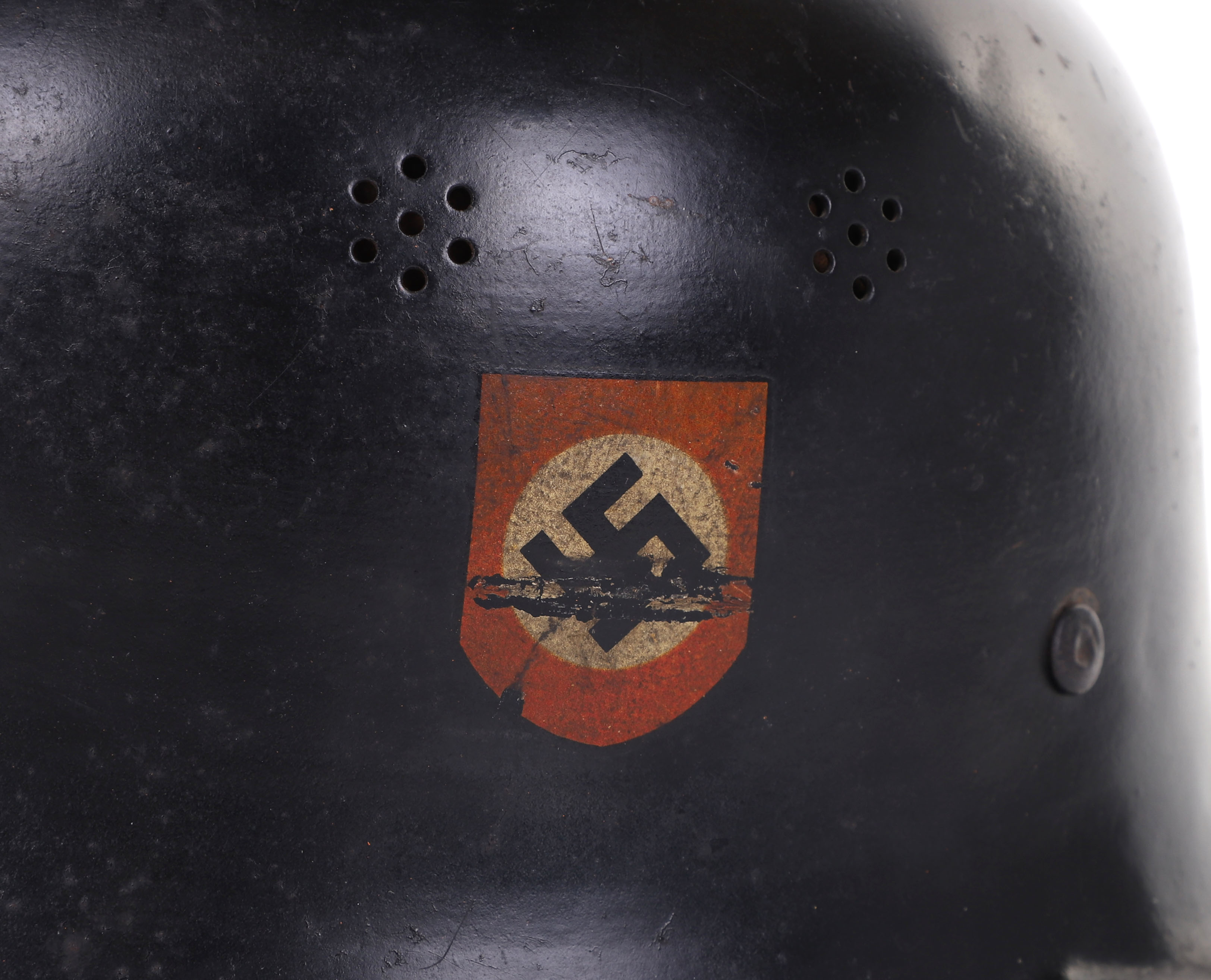 WW2 GERMAN FIRE POLICE STEEL HELMET - Image 6 of 11