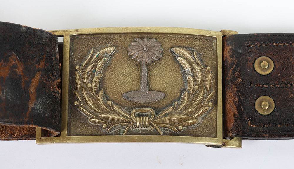 US CIVIL WAR MODIFIED 1851 MODEL BUCKLE (W/BELT) FOR SOUTH CAROLINA USE - Image 2 of 4