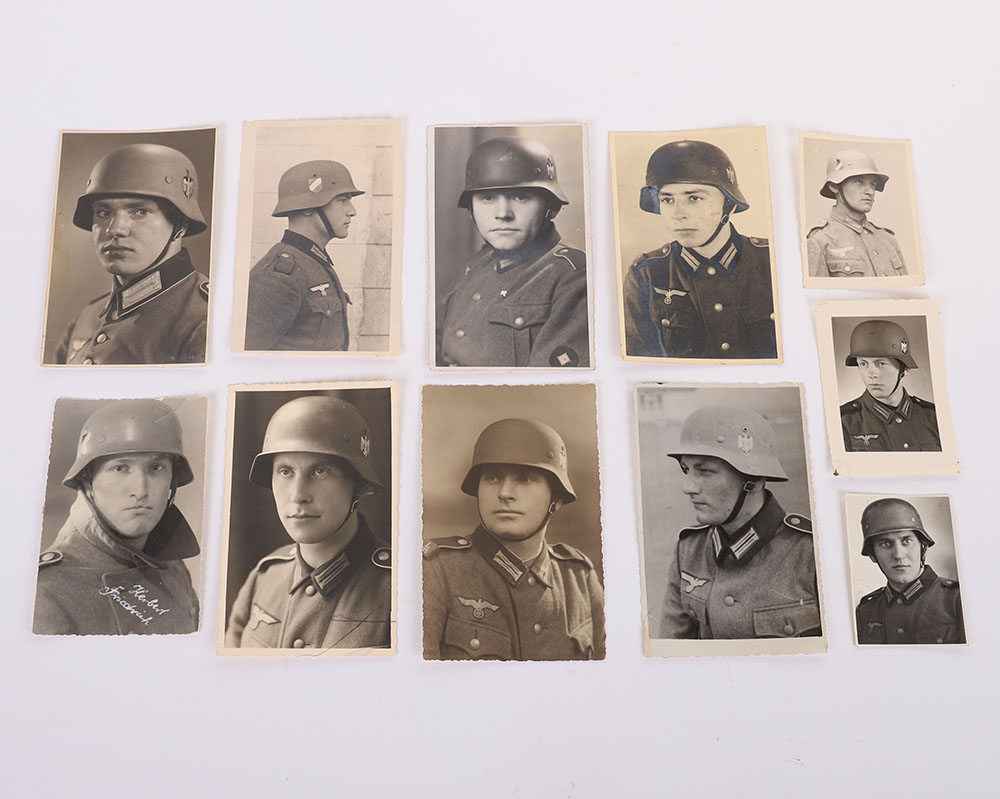 8 HEER PHOTO POSTCARDS OF MEN W/ HELMETS