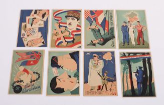 8 ANTI-3RD REICH & ANTI FASCIST & PRO FRANCE POSTCARDS