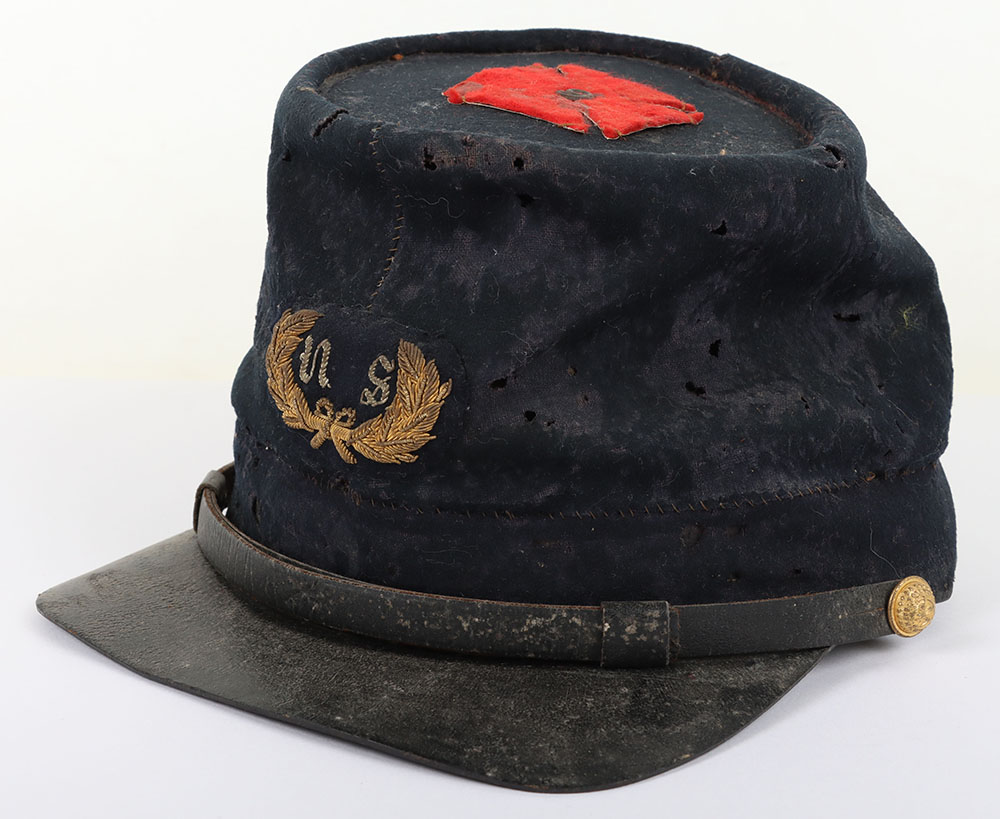 US CIVIL WAR PEREIOD UNION OFFICER FORAGE CAP W/ CORPS BADE - Image 4 of 11