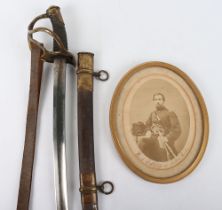 US MODEL 1860 STYLE PRESESENTASION SWORD W/ PHOTO FROM A MEMBER OF THE 7TH REGIMENT NEW YORK CAVALRY