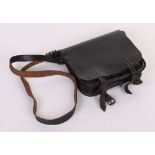 WW2 GERMAN WEHRMACHT PIONEERS BLACK ERSATZ LEATHER TOOL KIT POUCH W/ SHOULDER STRAP