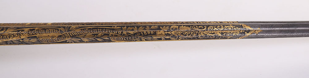 IMPERIAL GERMAN PRUSSIAN BLUE GILT AND DAMASCUS PRESENTATION OFFICERS SWORD - Image 12 of 21