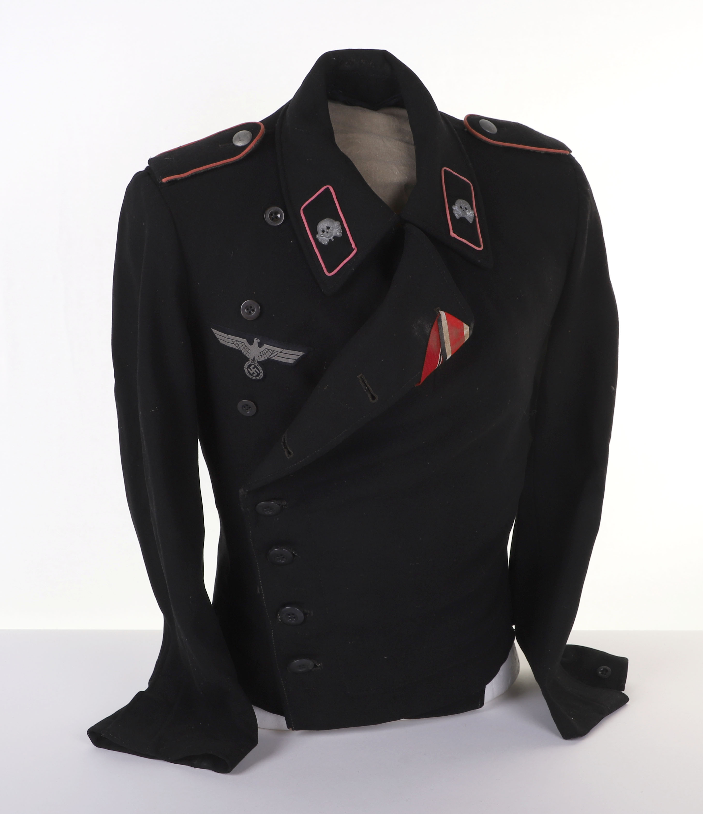 WW2 GERMAN PANZER BLACK WRAPOVER TUNIC - Image 18 of 37