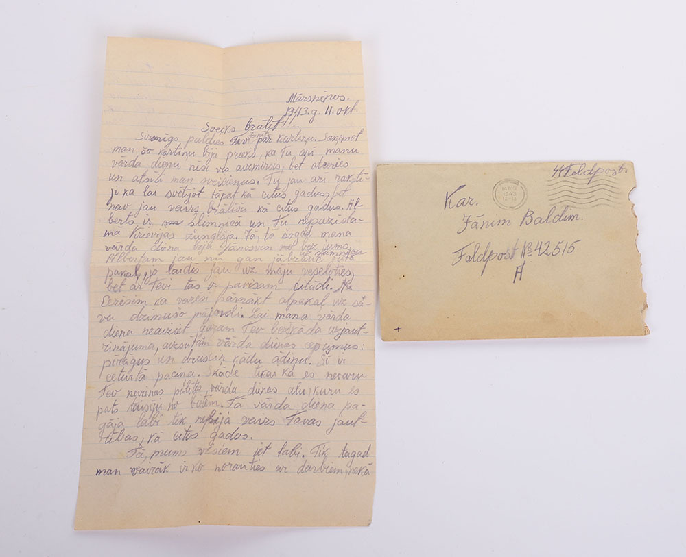 LOT OF 3 WAFFEN-SS FELDPOST LETTERS W/ ENVELOPES & 2 WAFFEN-SS FIELD POST CARDS - Image 3 of 5