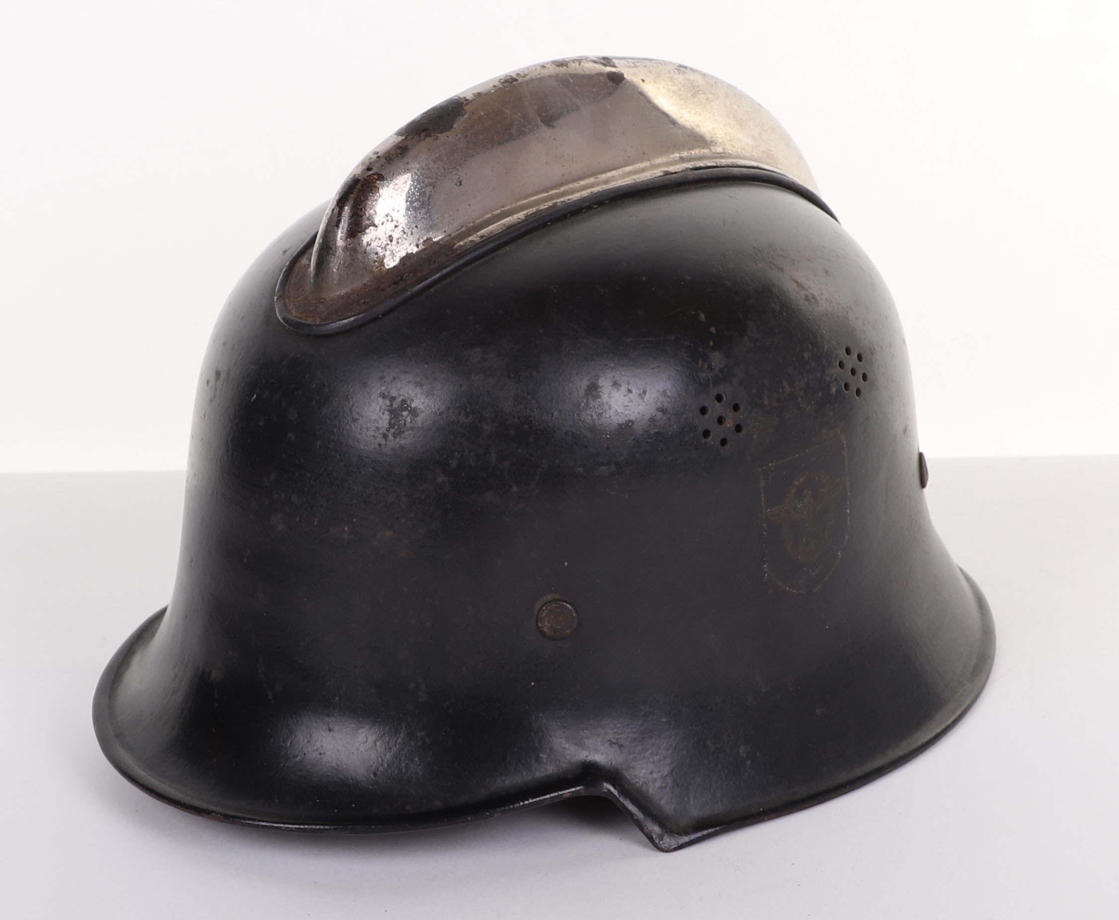 WW2 GERMAN FIRE POLICE STEEL HELMET - Image 3 of 11