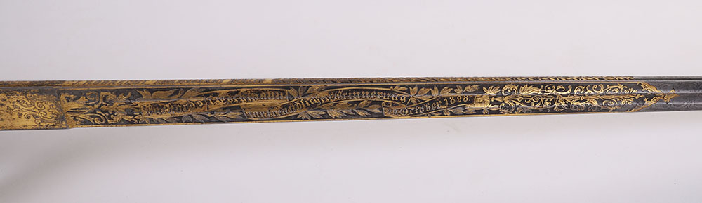 IMPERIAL GERMAN PRUSSIAN BLUE GILT AND DAMASCUS PRESENTATION OFFICERS SWORD - Image 11 of 21