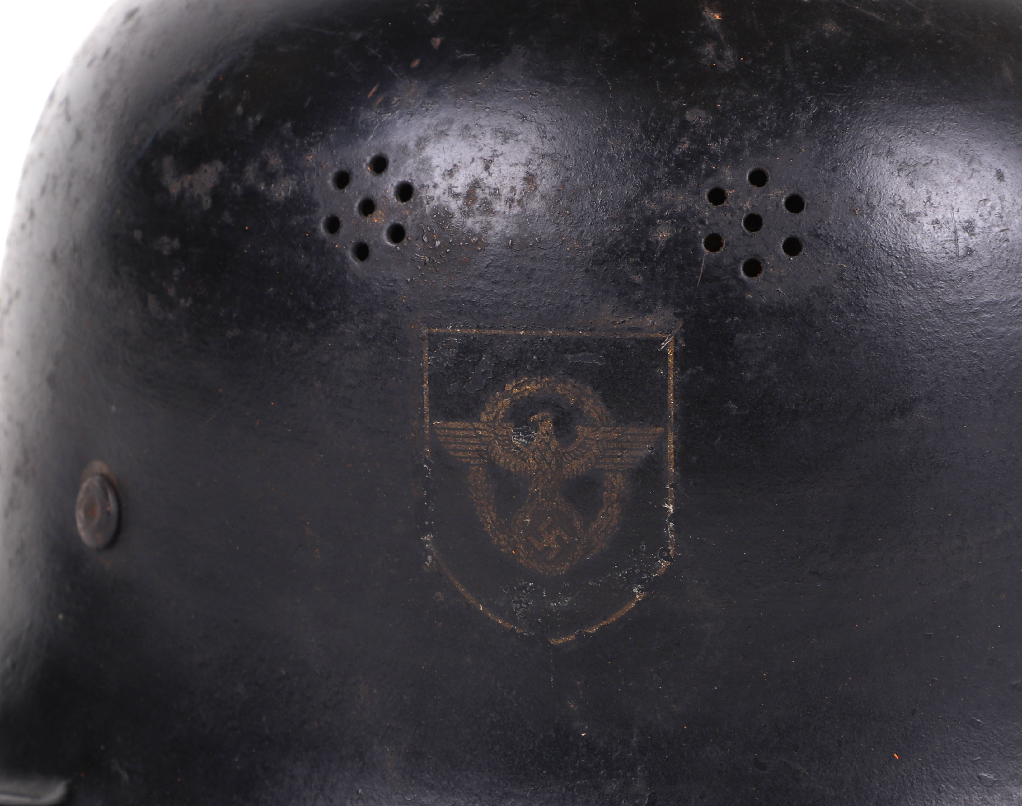 WW2 GERMAN FIRE POLICE STEEL HELMET - Image 7 of 11