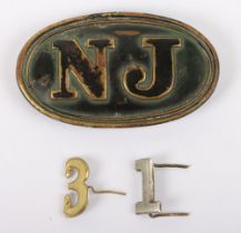 US CIVIL WAR NEW JERSEY STATE BELT BUCKLE, SCARCE SMALL SIZE,