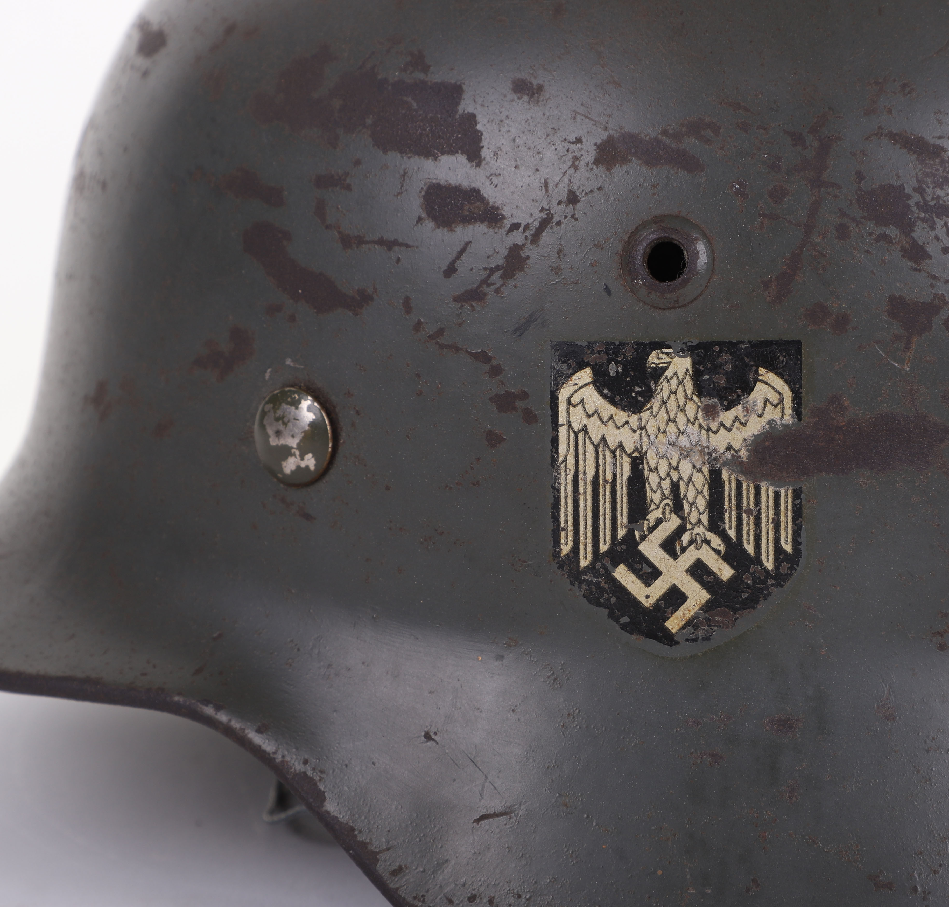 WWII GERMAN HEER M-35 DOUBLE-DECAL HELMET - Image 8 of 14