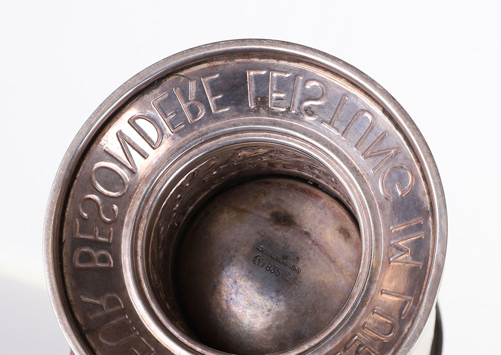 WW2 GERMAN LUFTWAFFE HONOUR GOBLET (EHRENPOKAL) IN SILVER AWARDED TO GERHARD ARENDT KAMPFGESCHWADER  - Image 12 of 13