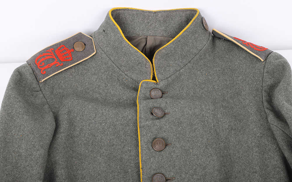 RARE WW1 IMPERIAL GERMAN 26TH WURTTEMBERG DRAGOONS ENLISTED MANS FIELD GREY TUNIC - Image 2 of 9