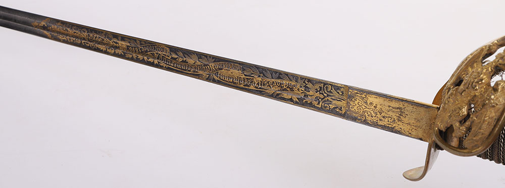 IMPERIAL GERMAN PRUSSIAN BLUE GILT AND DAMASCUS PRESENTATION OFFICERS SWORD - Image 8 of 21