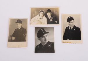 4 HEER PHOTO POSTCARDS & ALL ARE WEARING A BLACK PANZER WRAPPER