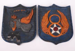 2x CARVED WW2 US ARMY AIR FORCE PLAQUES