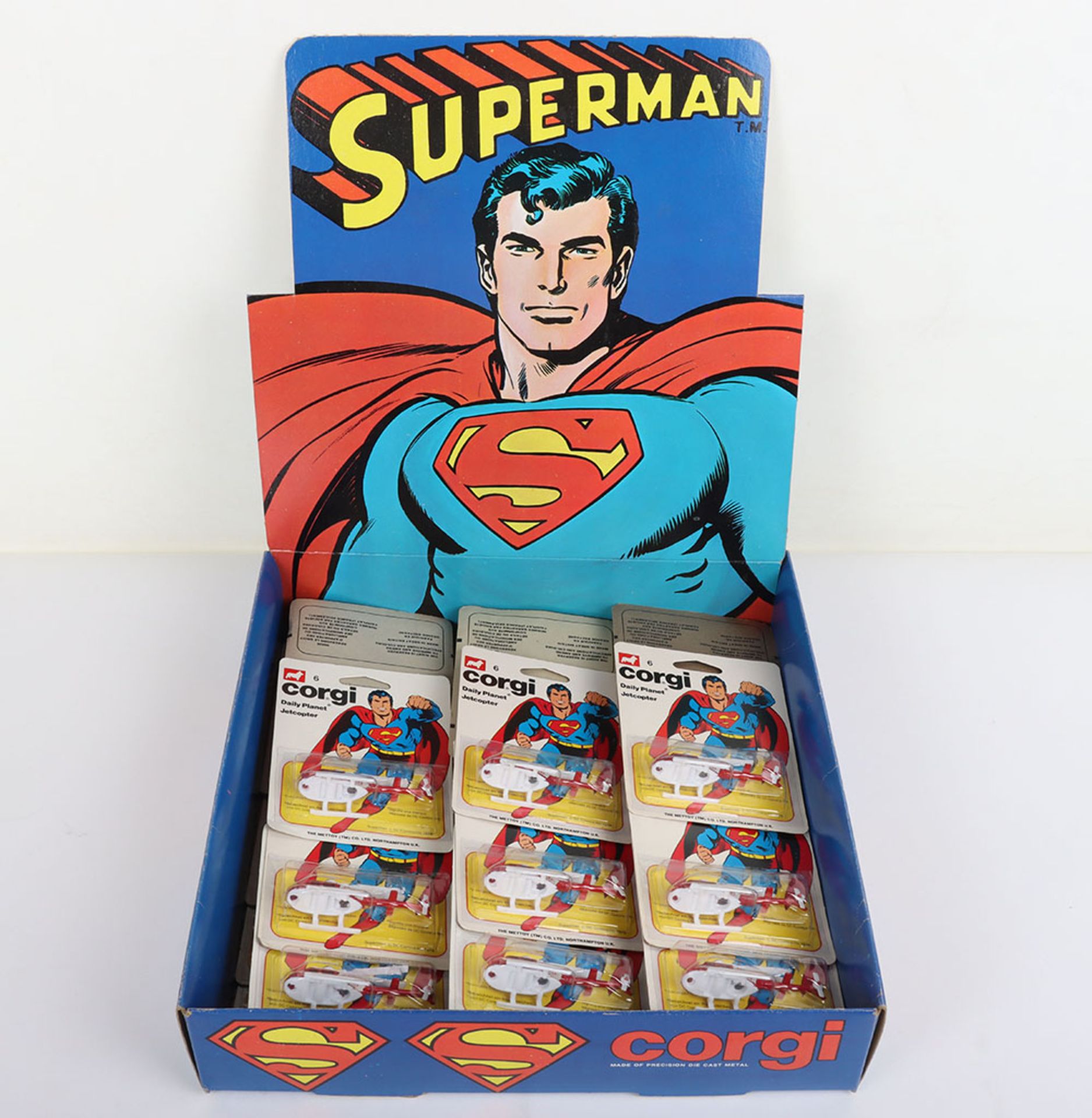 Very Scarce Reeves International USA issue Corgi Juniors Superman Shop Counter Display Trade Box
