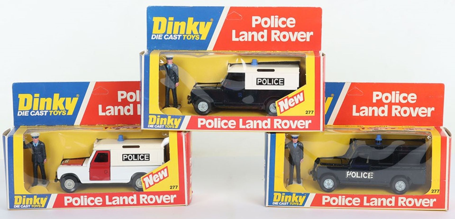 Three Dinky 277 Police Land Rovers