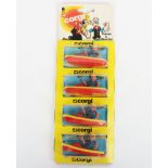 Four Corgi Juniors E67 Popeyes Tugboat with yellow 56105 card sleeve