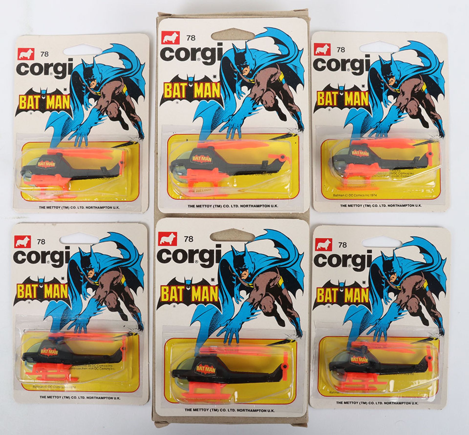 Six Corgi Juniors E78 Batmans Batcopter with outer Trade Box