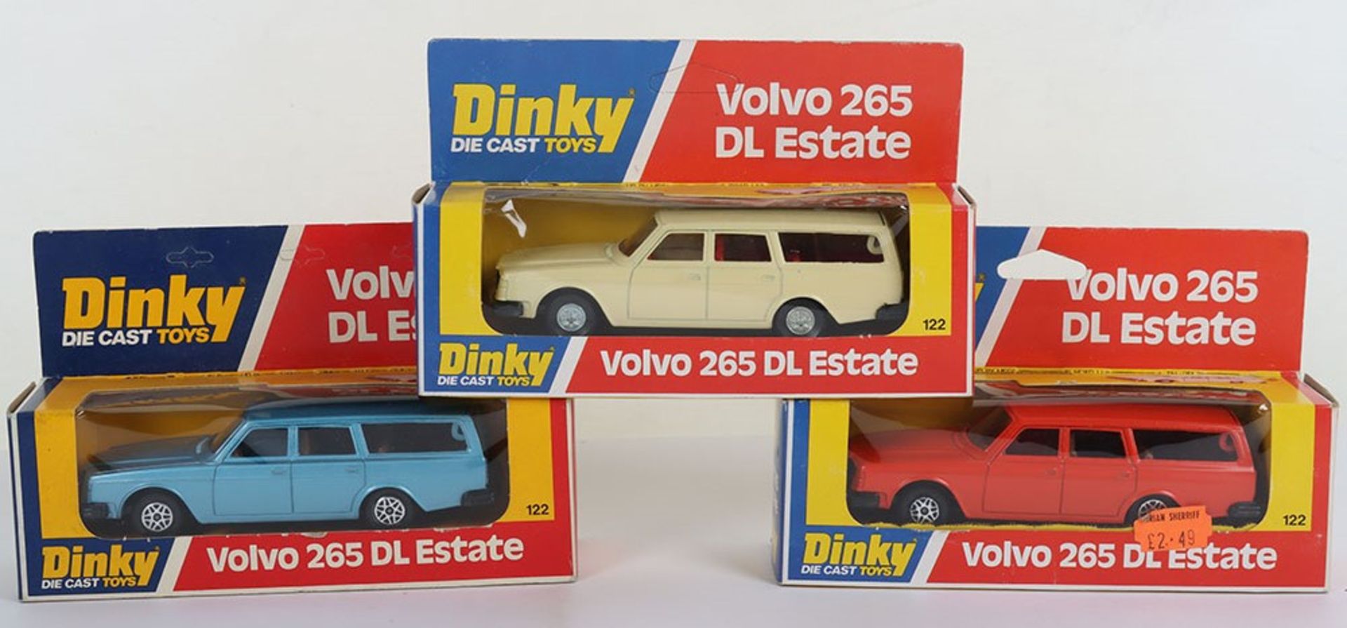 Three Dinky 122 Volvo 265 DL Estate Cars