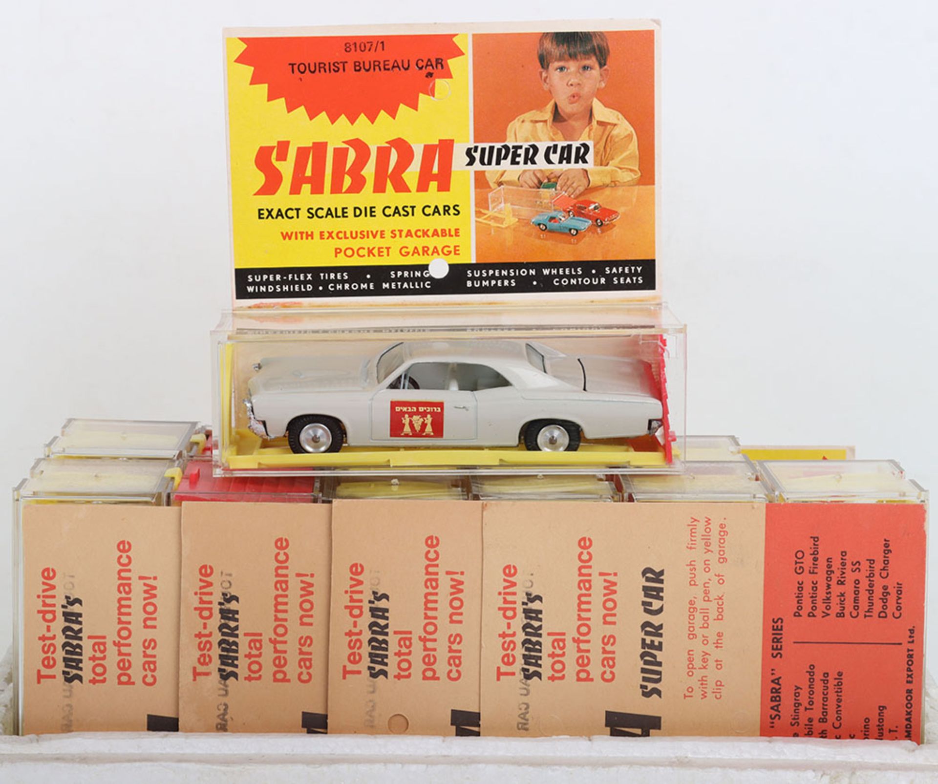 Very Scarce Twelve Sabra (Israel) 8107/1 Pontiac GTO Tourist Bureau Cars in trade polystyrene box