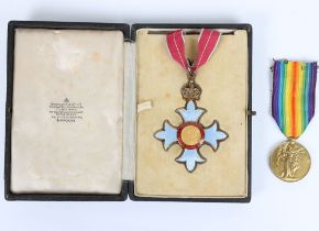 Pair of Medals Including a Commander of the British Empire Badge