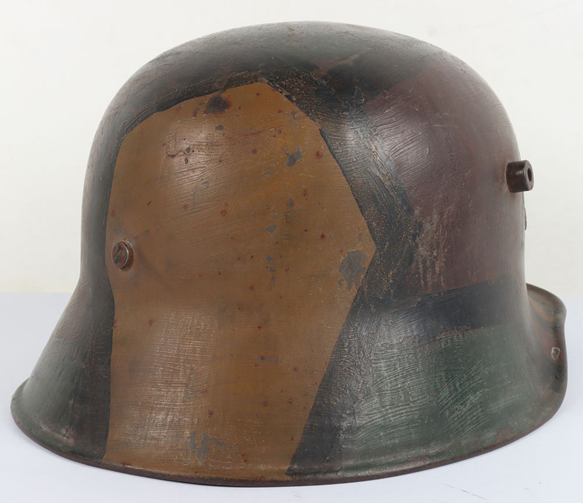 WW1 German M-18 Camouflaged Steel Combat Helmet - Image 4 of 11
