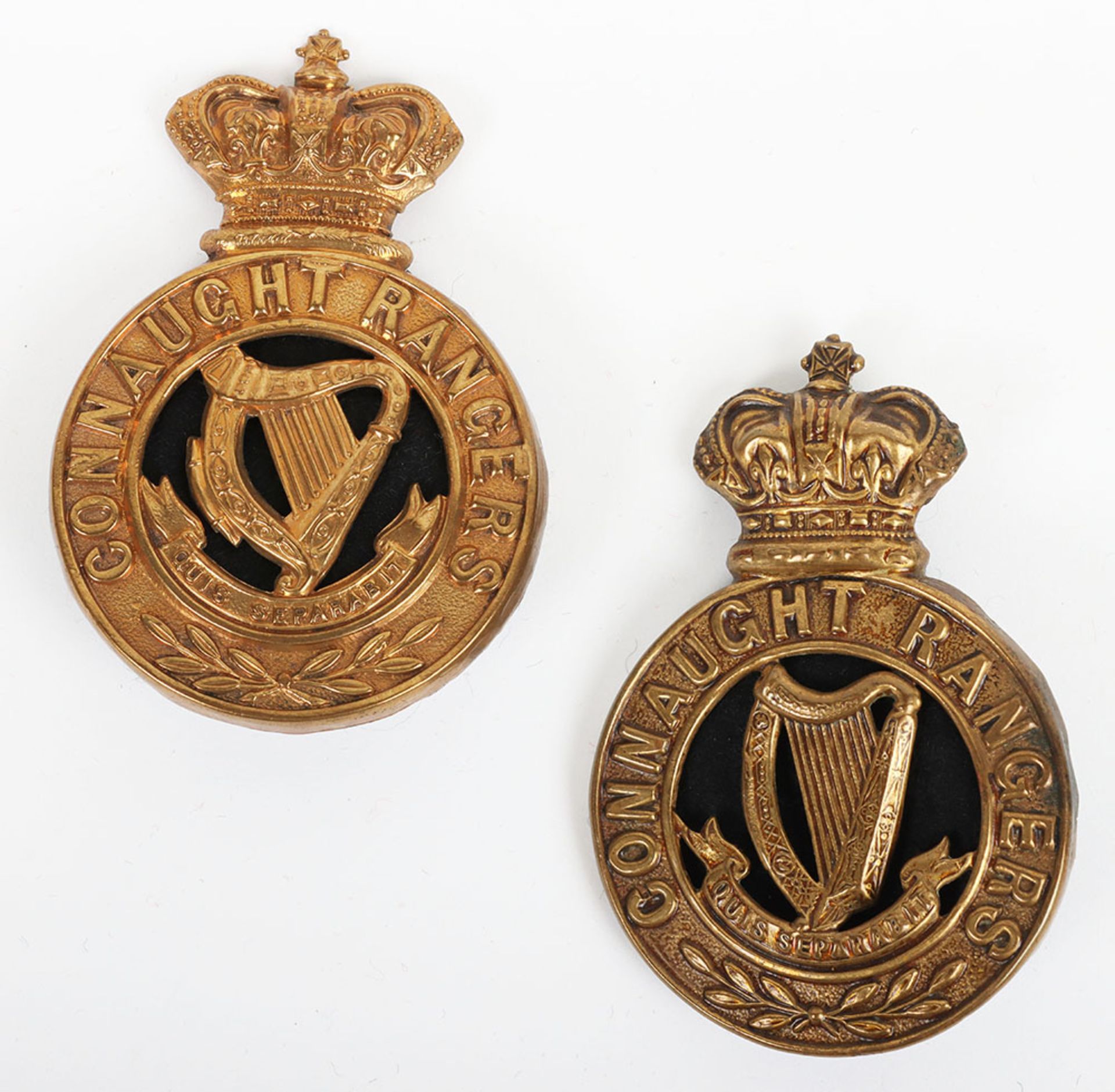 2x Irish Connaught Rangers Glengarry Badges