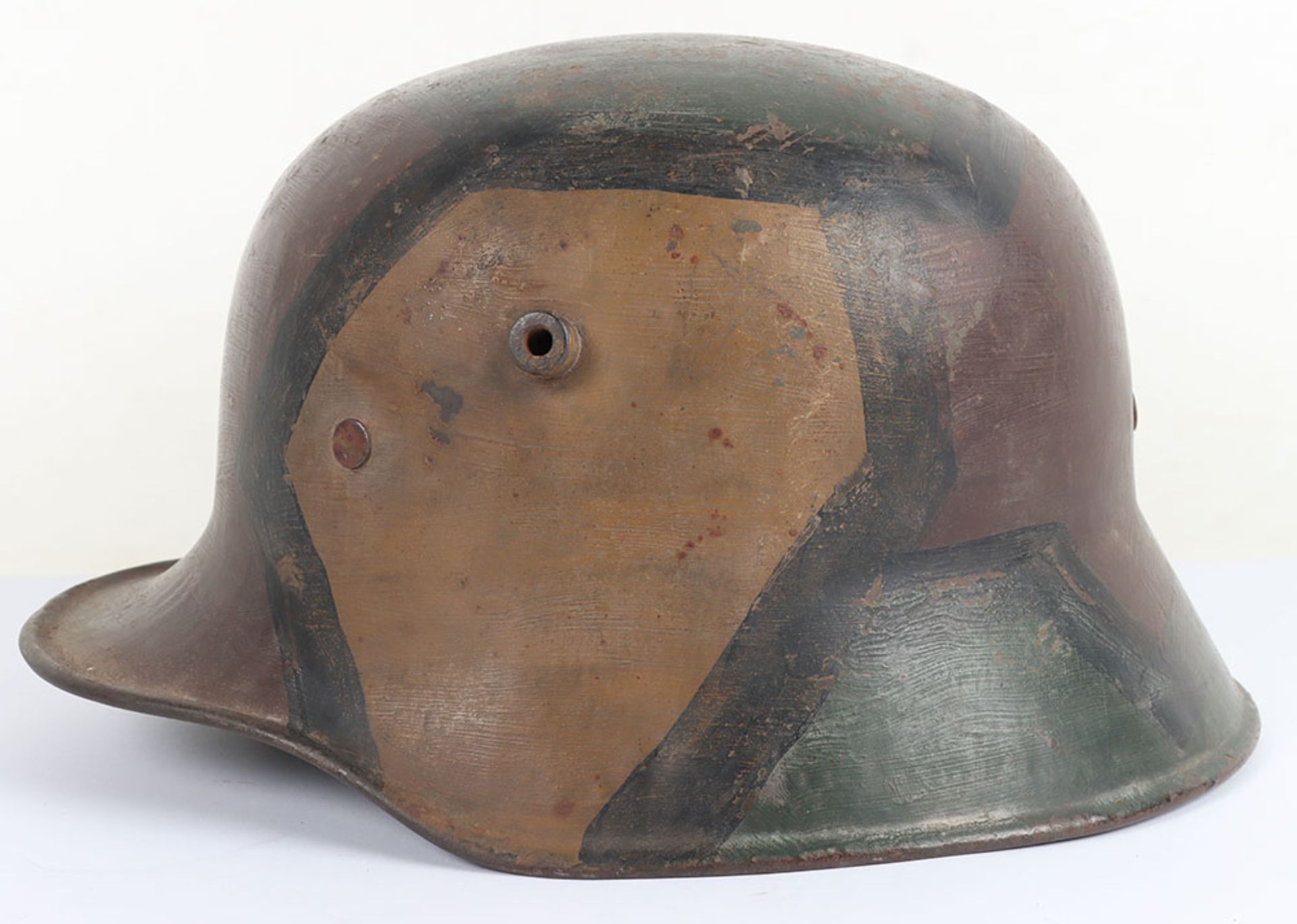 WW1 German M-18 Camouflaged Steel Combat Helmet - Image 2 of 11