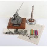 Presentation Trophy of a Anti-Aircraft Gun and Medals Relating to Sergeant Smith ‘The Flying Bomb Vi