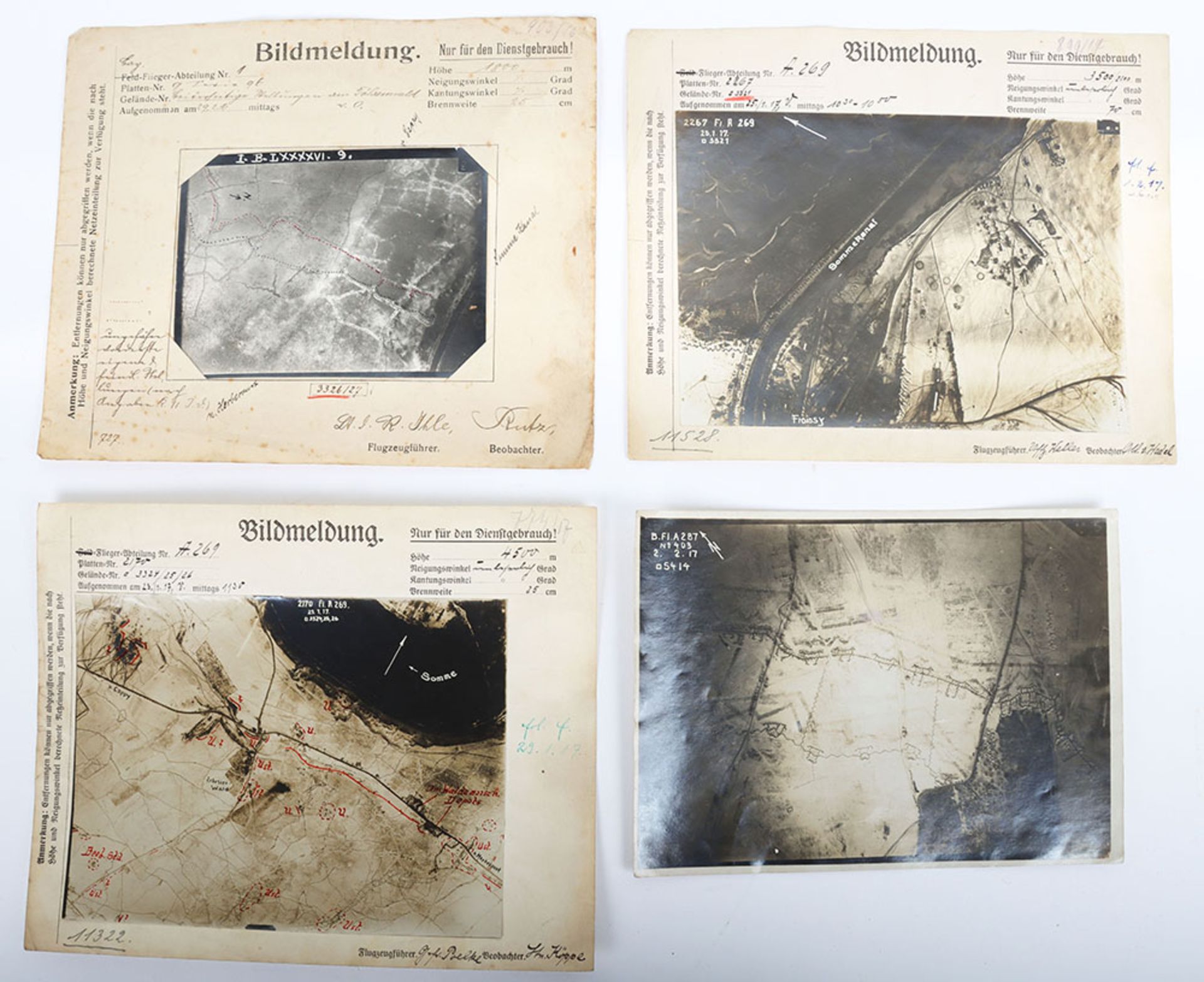 8x Imperial German Air Service Aerial Photograph Reports (Bildmeldung) of the Southern Sector of the - Image 3 of 3