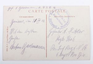 Historically Interesting Postcard Addressed to Adolf Hitler in 1916