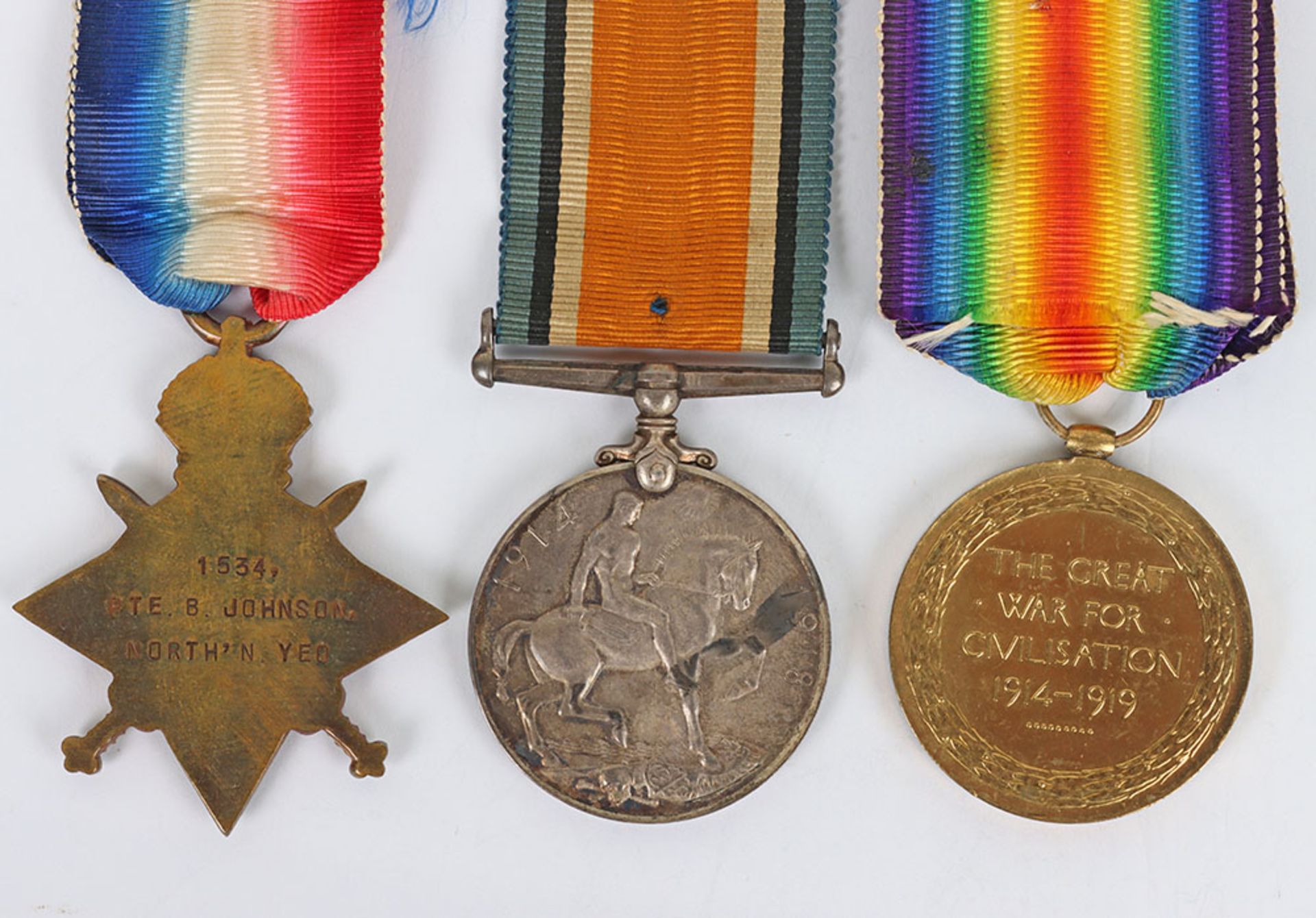 Great War 1914-15 Star Medal Trio to the Northamptonshire Yeomanry - Bild 4 aus 6