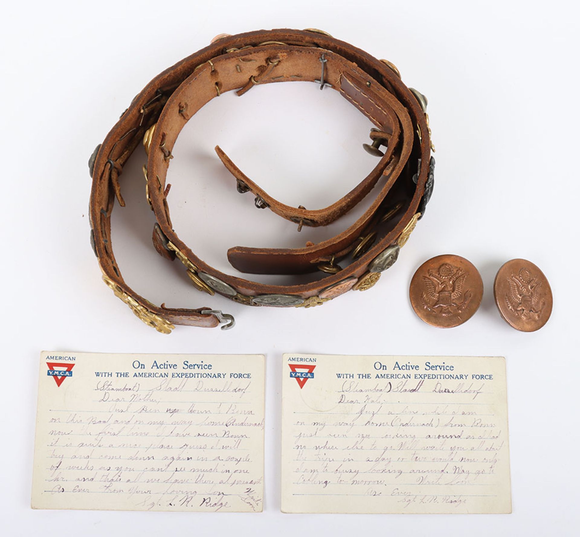 WWI German Souvenir ‘Hate Belt’ Assembled by Sergeant L.R. RIDGE, HQ Coy, United States 38th Infantr - Image 12 of 18