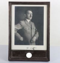Extremely Rare Formal Adolf Hitler Presentation Silver Photograph Frame