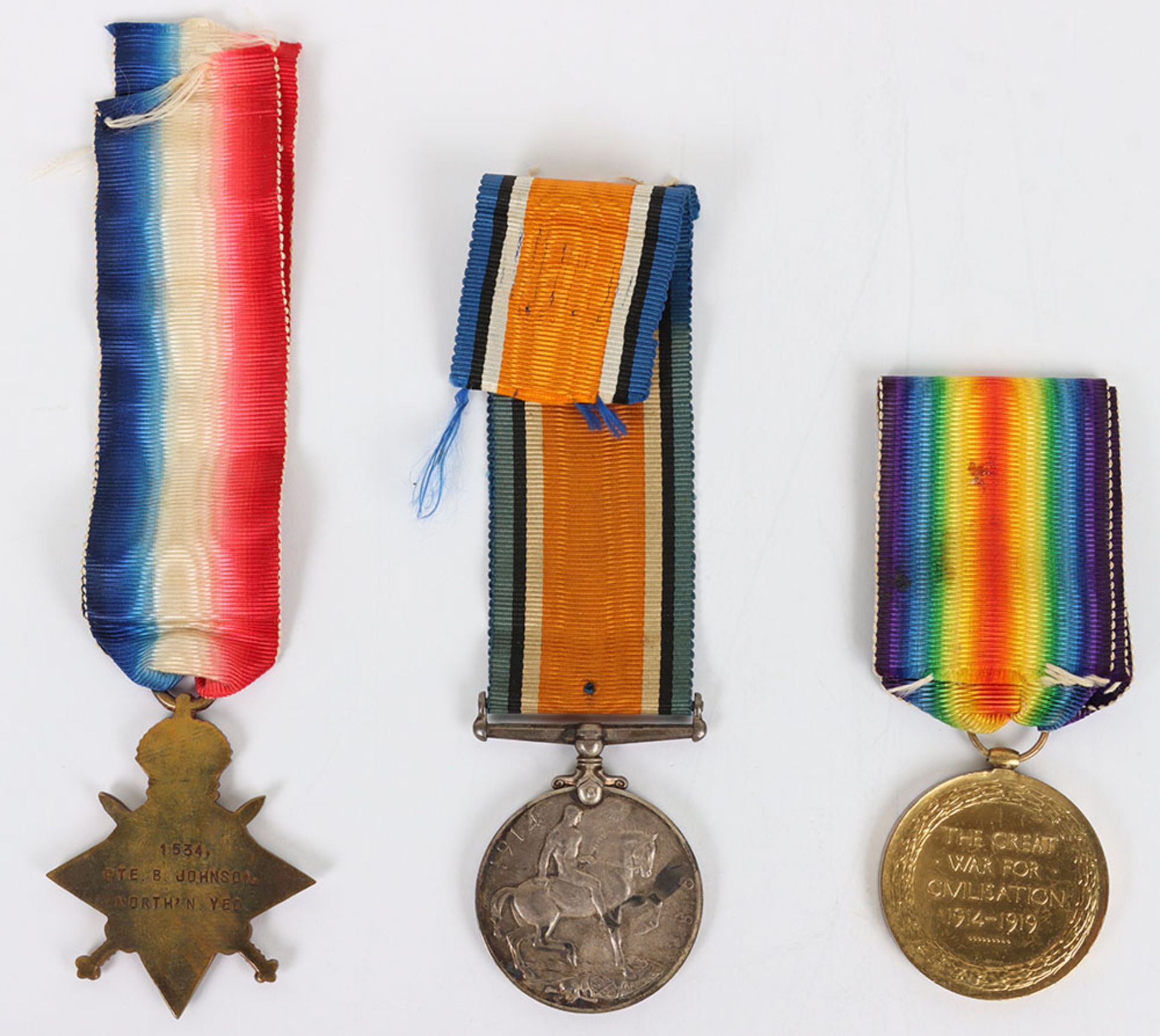 Great War 1914-15 Star Medal Trio to the Northamptonshire Yeomanry - Bild 3 aus 6