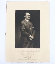 Large Formal Photograph of Adolf Hitler with Signed Dedication by Waffen-SS General