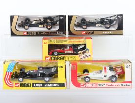 Five boxed Corgi Formula 1 Racing Cars
