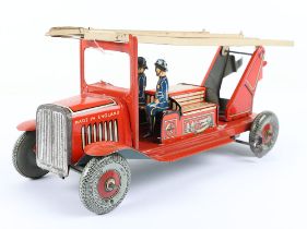 Mettoy Tinplate Fire Engine, with escape ladder