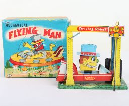 Scarce Boxed SY Toys mechanical Flying Man Driving Robot, Japanese 1960s