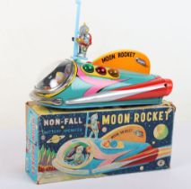 Boxed TM Masudaya battery operated Moon Rocket, Japanese 1950s