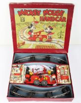 A good boxed Wells-Brimtoy Mickey Mouse Handcart, English 1936