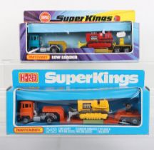 Two Matchbox Lesney Superkings K-23 Scammell Low Loaders with Bulldozers