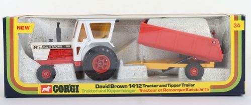 Corgi Gift Set 34 David Brown 1412 Tractor and Tipper Trailer