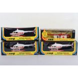 Three Corgi 931 Jet Ranger Police Rescue Helicopters