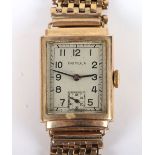 A gentleman’s 9ct gold Primula Tank style wristwatch